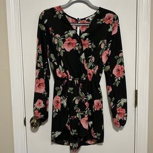 Charlotte Russe Black Floral Chiffon Romper